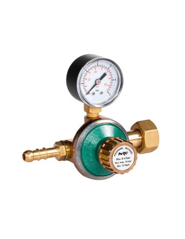 High pressure LPG regulator 12kg 0÷4 Bar with swivel, hose holder and pressure gauge