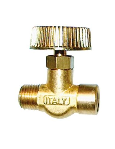 Horizontal brass gas needle valve M/F 1/4" Pn 10