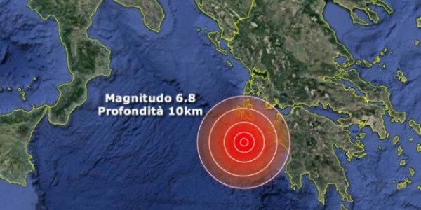 Terremoto di magnitudo 6.8 al largo della Grecia, epicentro a Zante, allerta tsunami